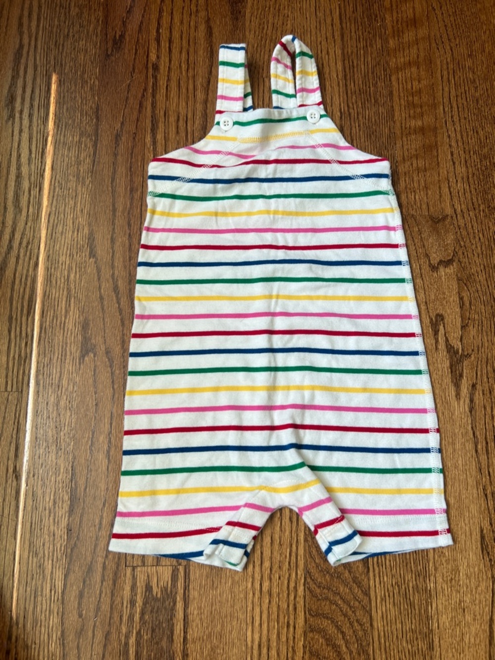 Hanna Andersson White Multicolor Stripe Short Romper